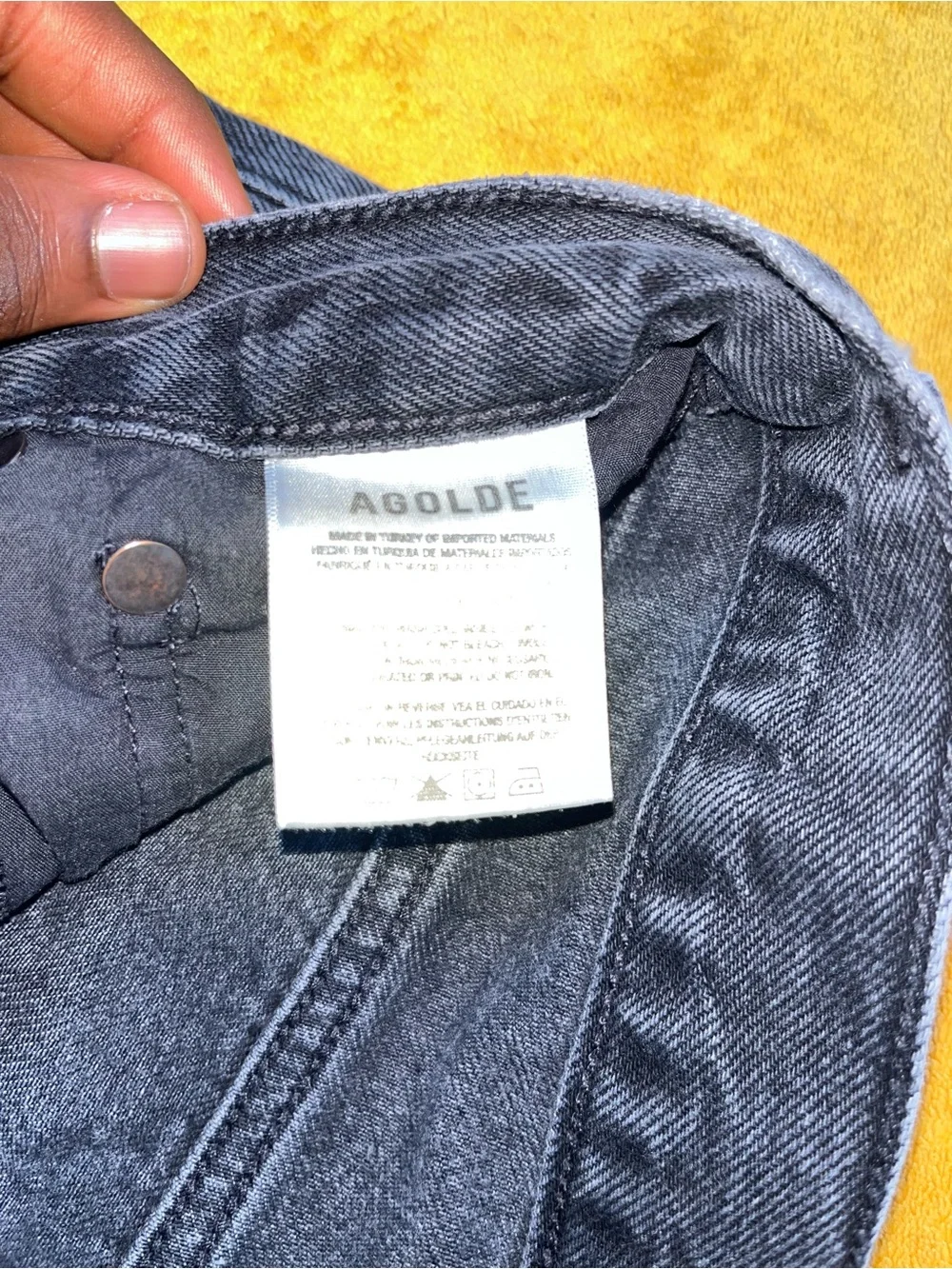 AGOLDE Women's Black Frayed Hem High-Rise Denim Shorts